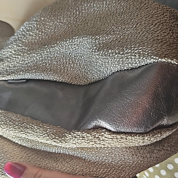 Hagara Embossed and Smooth Metallic Hobo Shoulder Bag - Picture 6 of 14